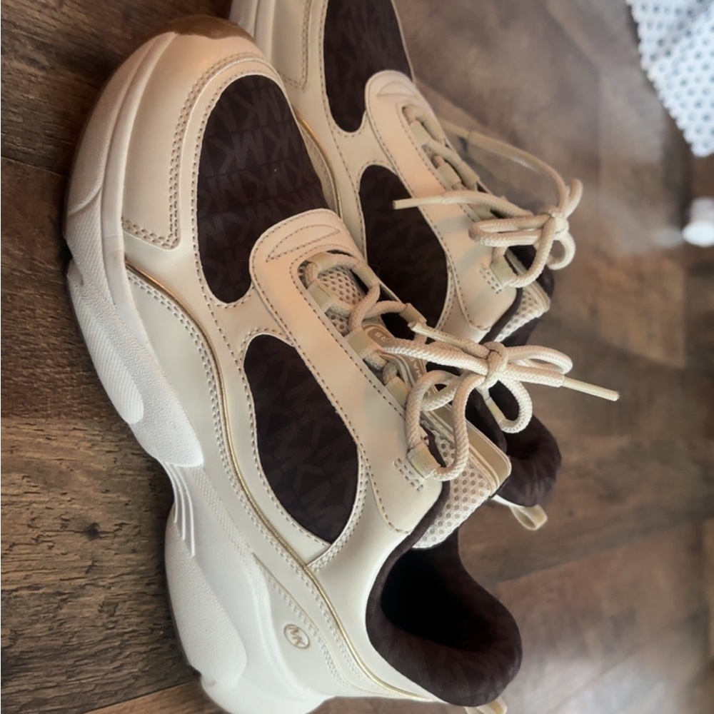 Michael Kors Cream and Brown Chunky Sneakers